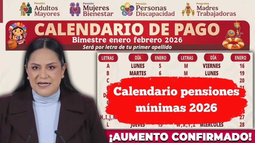 Calendario pensiones mínimas 2026: Fechas de pago y aumentos confirmados